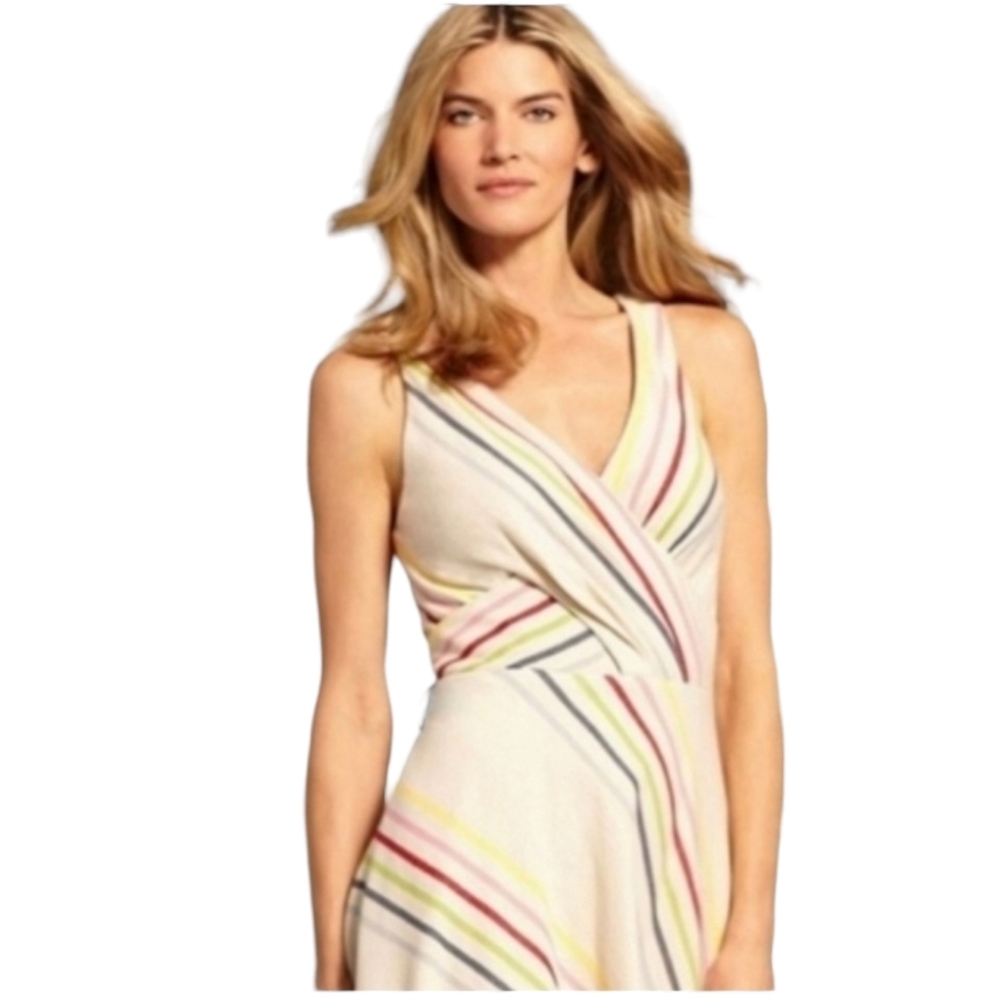EVA FRANCO Anthropologie Crossing Stripes Sleeveless Handkerchief Dress